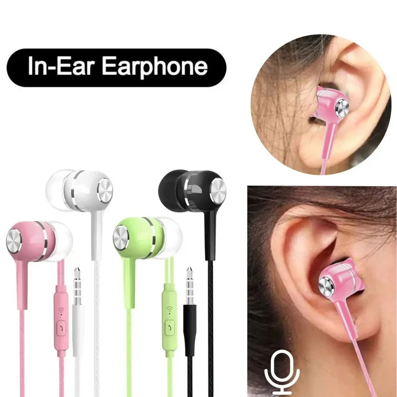 Wired Earphone Mic - 1/2/3/4 szt. Słuchawki przewodowe 3.5mm douszne