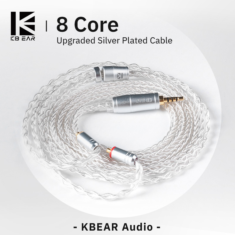 In Ear Monitor Iem - KBEAR 8-rdzeniowy ulepszony srebrny przewodowy kabel